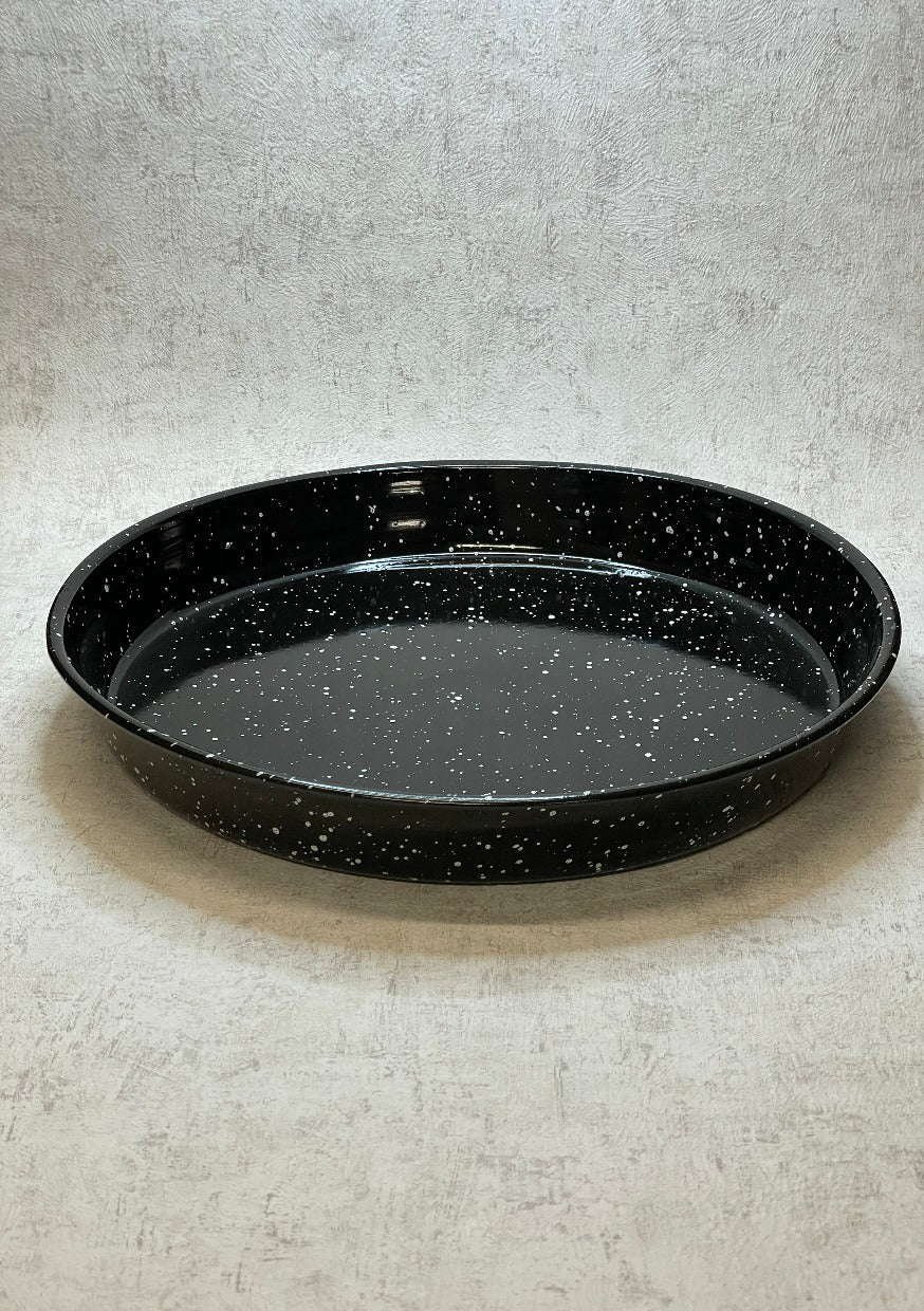 Emaille Backblech - rund - schwarz