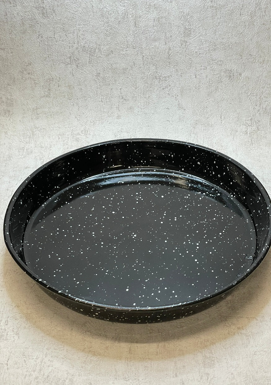 Emaille Backblech - rund - schwarz