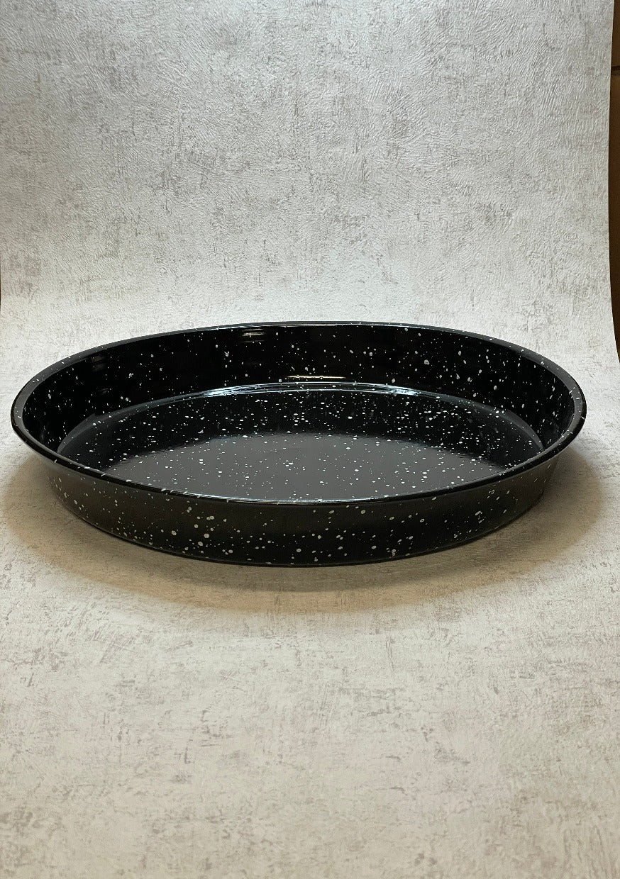 Emaille Backblech - rund - schwarz