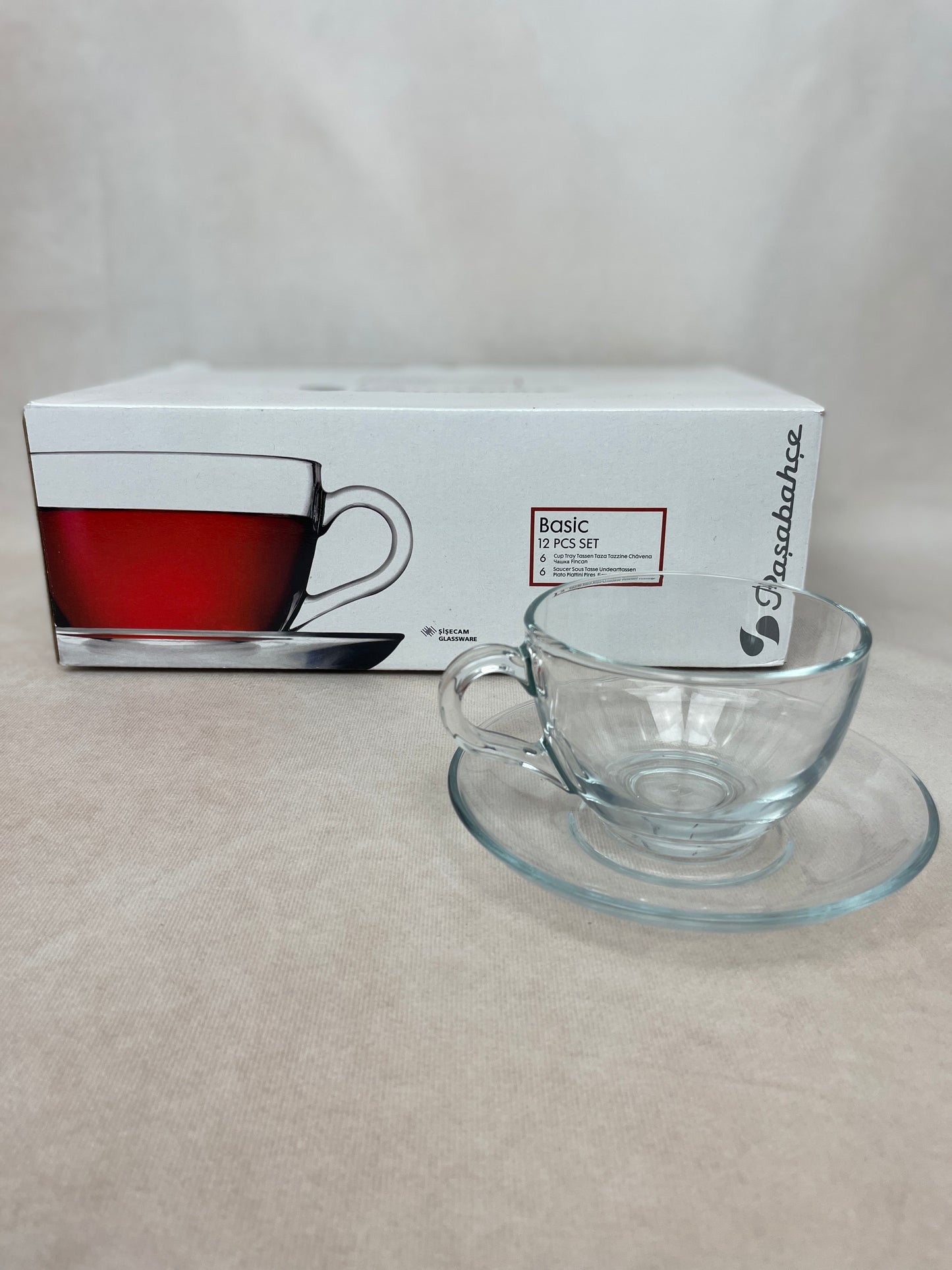 Pasabahce Basic - 6 Tassen, 6 Unterteller - Set - Fincan Takimi