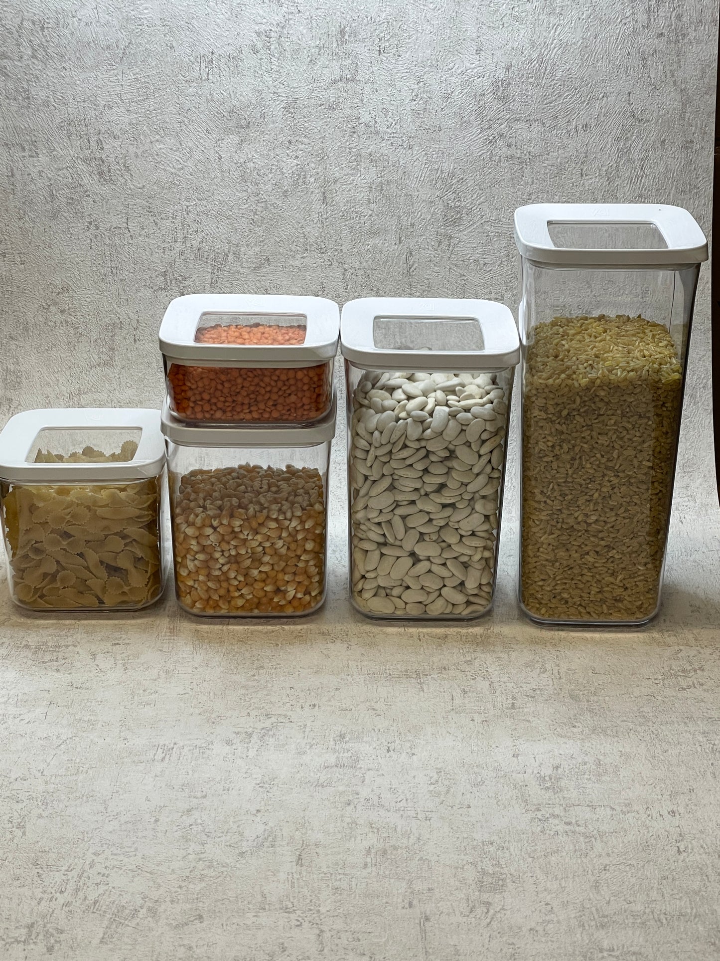 vipahmet - Behälter - quadratisch - Set - 5er - weiß 188