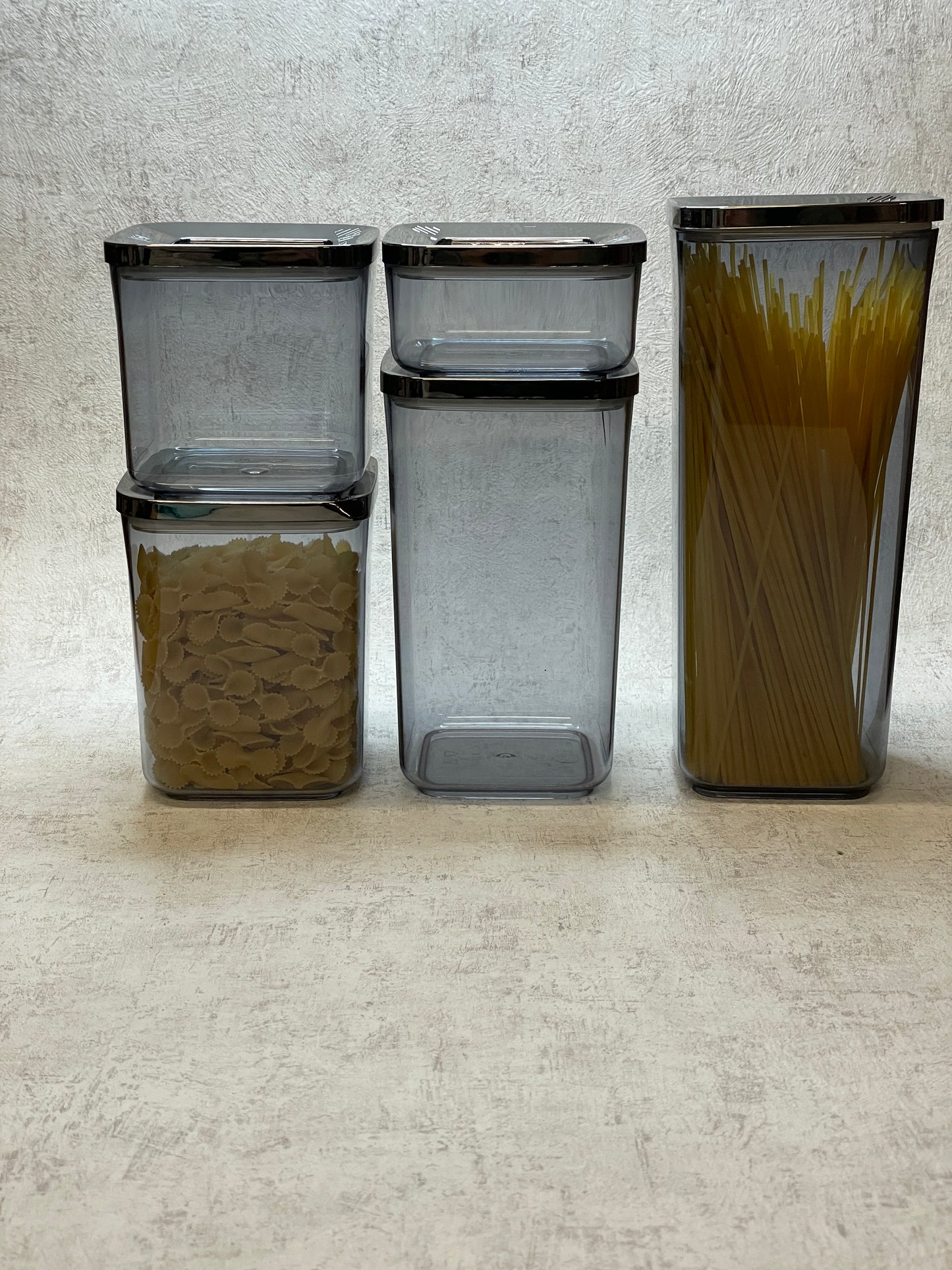 vipahmet - Behälter - quadratisch - Set - 5er - transparent-schwarz/ chrome 113