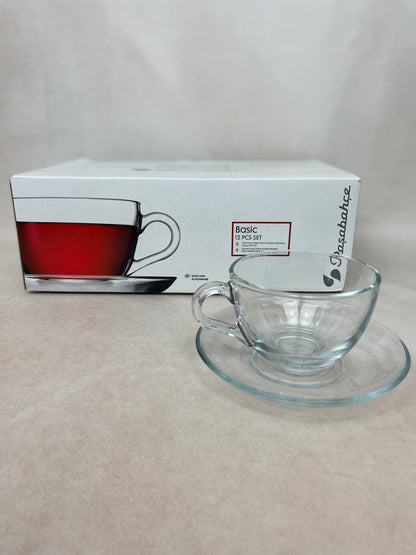Pasabahce Basic - 6 Tassen, 6 Unterteller - Set - Fincan Takimi