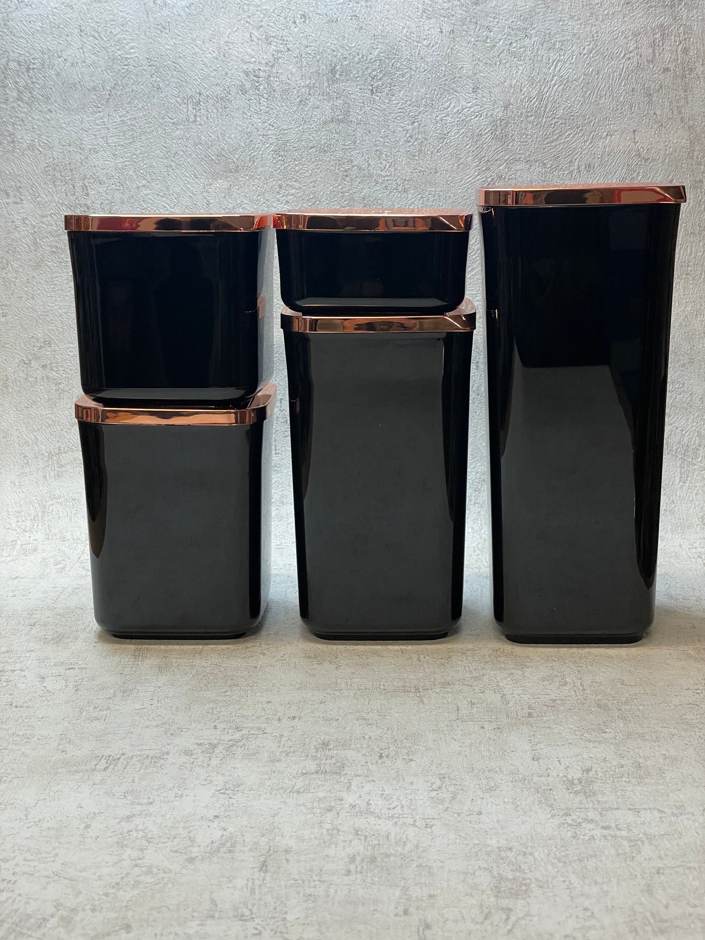 vipahmet - Behälter - quadratisch - Set - 5er - schwarz/bronze 111