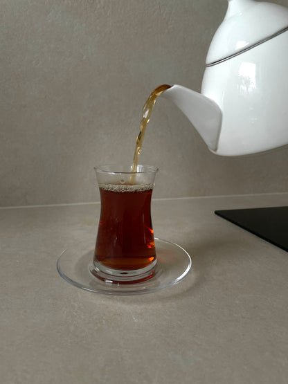 Pasabahce Heybeli - 6 Teegläser, 6 Unterteller - Set - Cay Bardagi