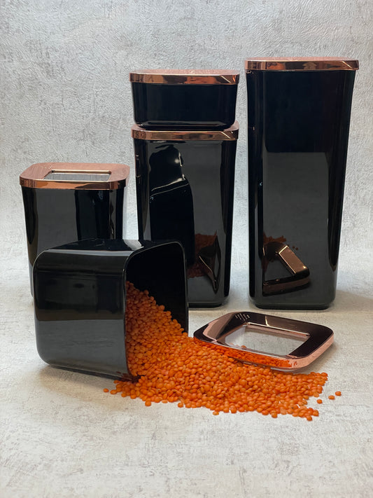 vipahmet - Behälter - quadratisch - Set - 5er - schwarz/bronze 111