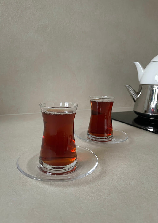 Pasabahce Heybeli - 6 Teegläser, 6 Unterteller - Set - Cay Bardagi