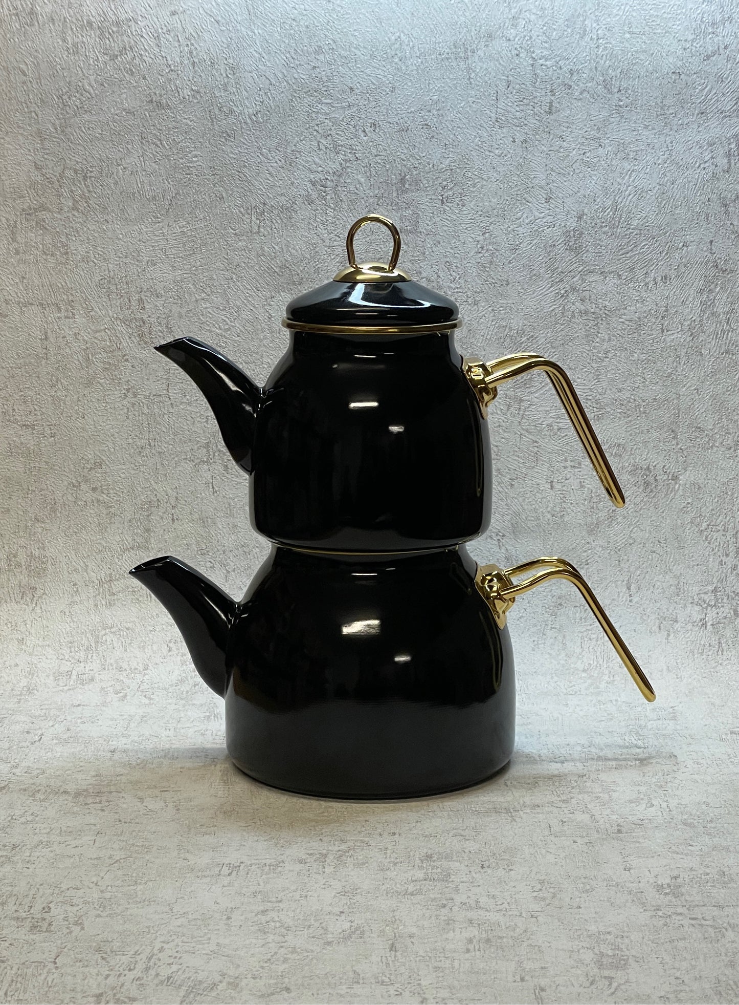 tohana - Teekanne - Emaille - Set - 2er - schwarz/gold