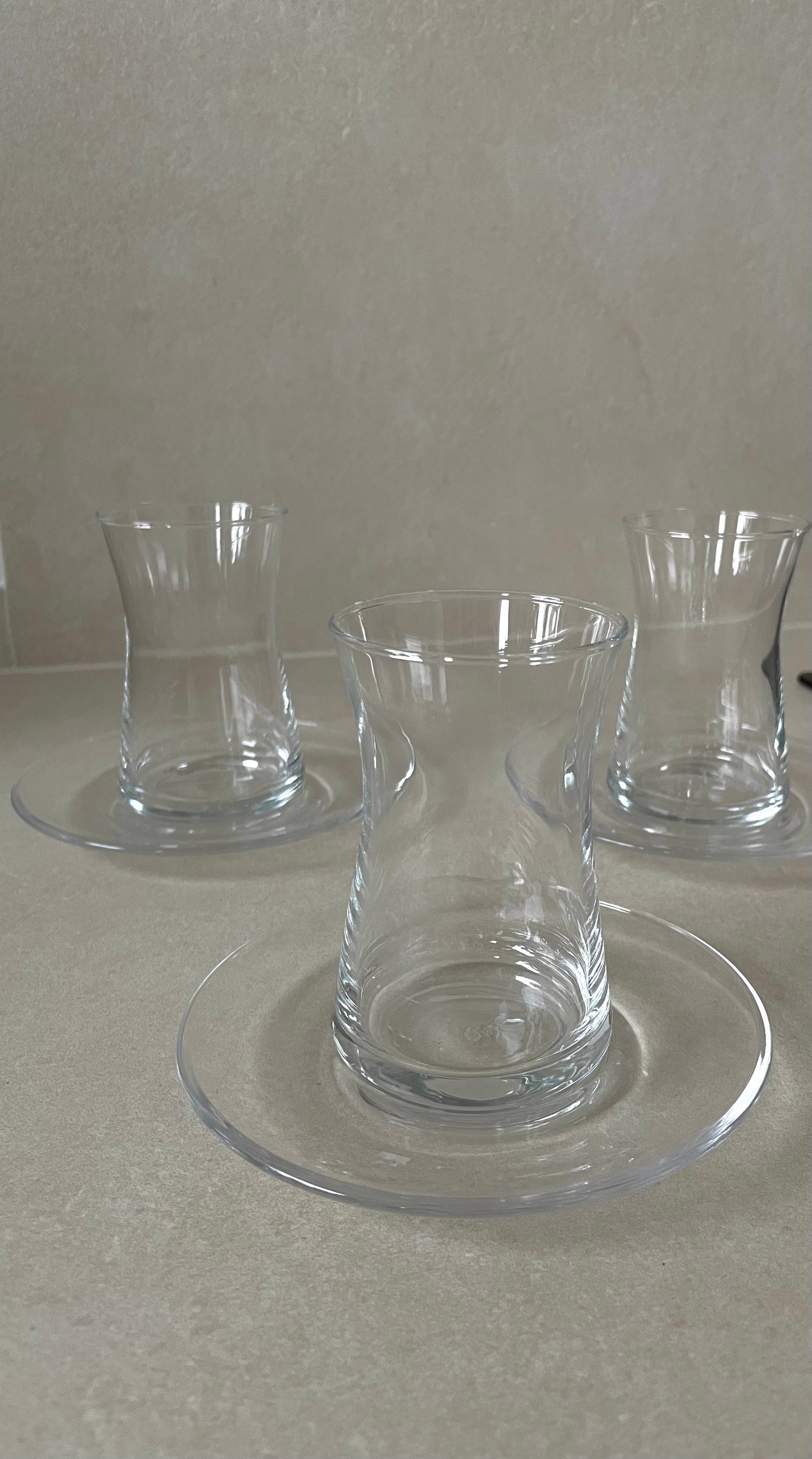 Pasabahce Heybeli - 6 Teegläser, 6 Unterteller - Set - Cay Bardagi
