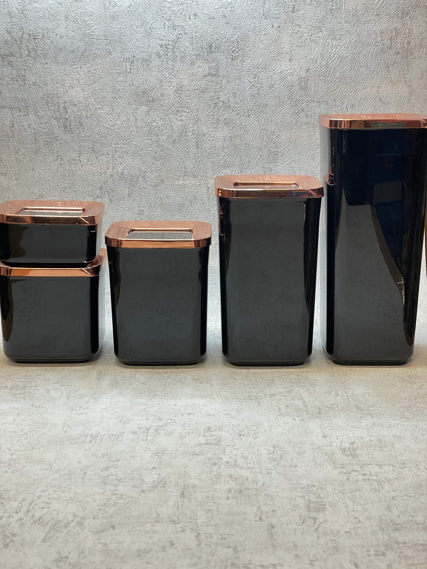 vipahmet - Behälter - quadratisch - Set - 5er - schwarz/bronze 111