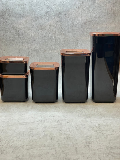 vipahmet - Behälter - quadratisch - Set - 5er - schwarz/bronze 111